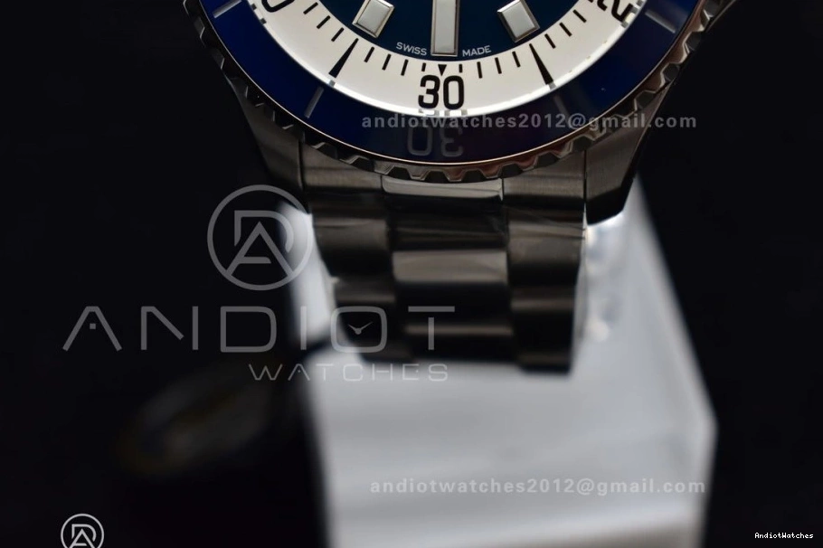 Bezel Bracelet Blue 482 Automatic TF 44 Dial 1:1 Thermal White Ceramic SS on Edition Blue SuperOcean A Best 0208